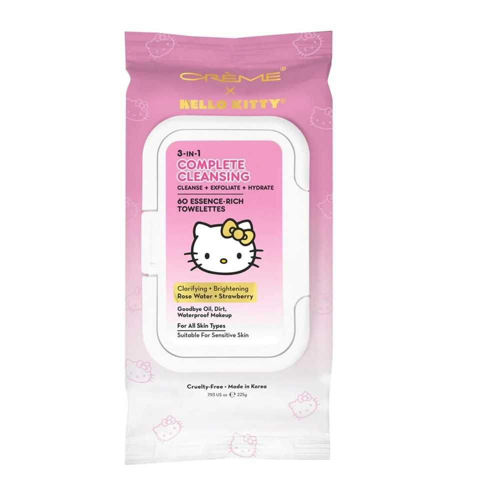 The Crème Shop x Hello Kitty 3-in-1  Towelettes - Rose Water + Strawberry ✔️
NWT